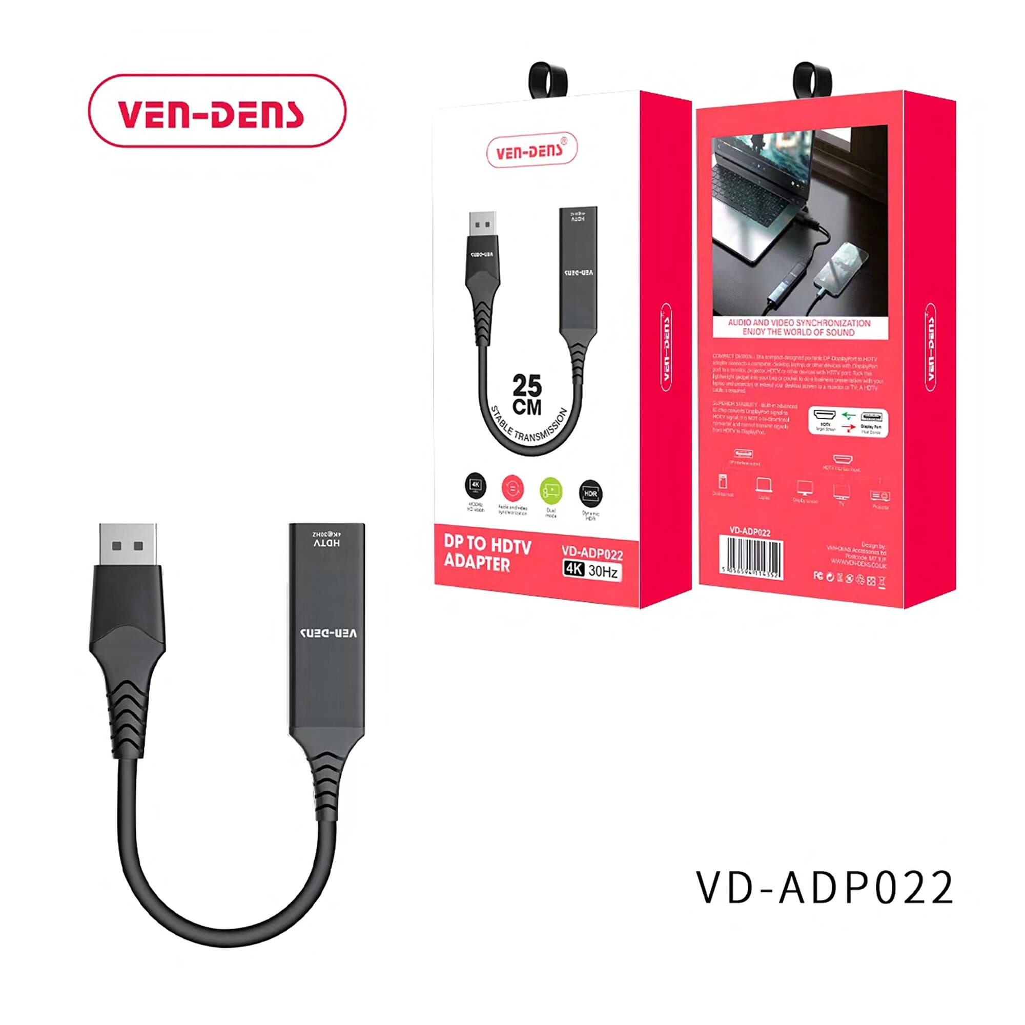 High-Quality 25cm DP to HDTV Adapter—Reliable Display Cable for Clear Connection