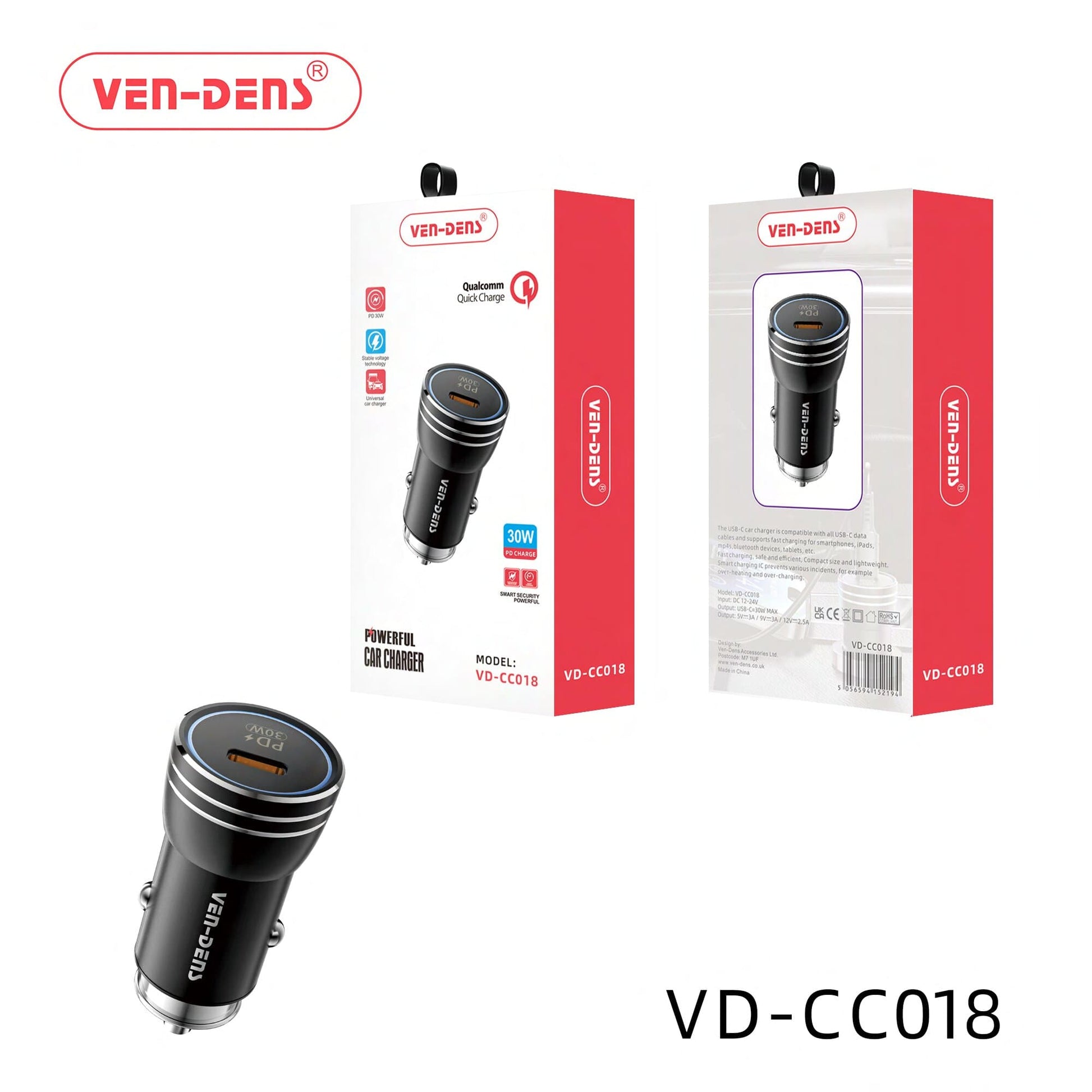 High-Speed 30W PD Car Charger—Safe & Portable
