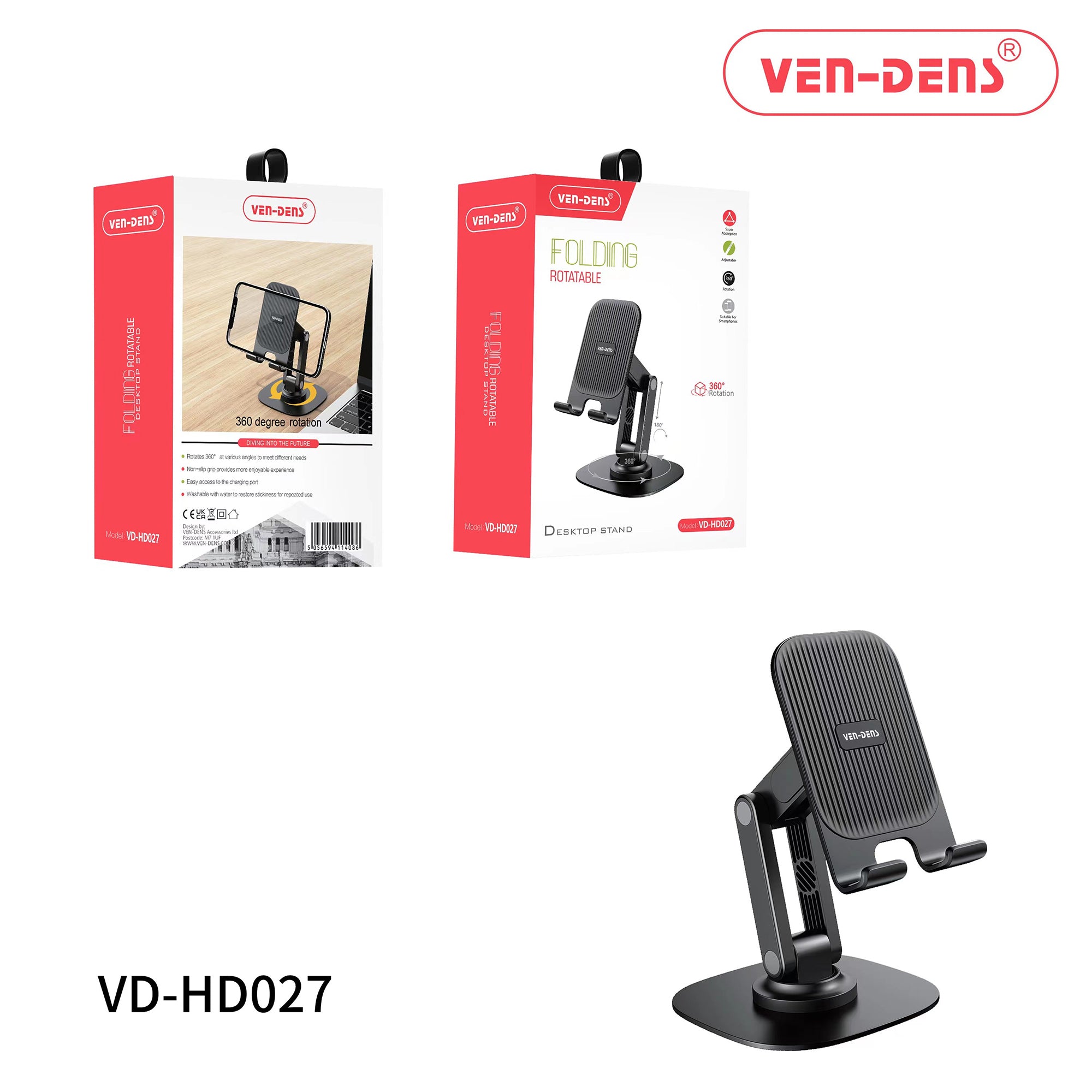 Folding 360° Rotatable- Desktop Stand, Adjustable
