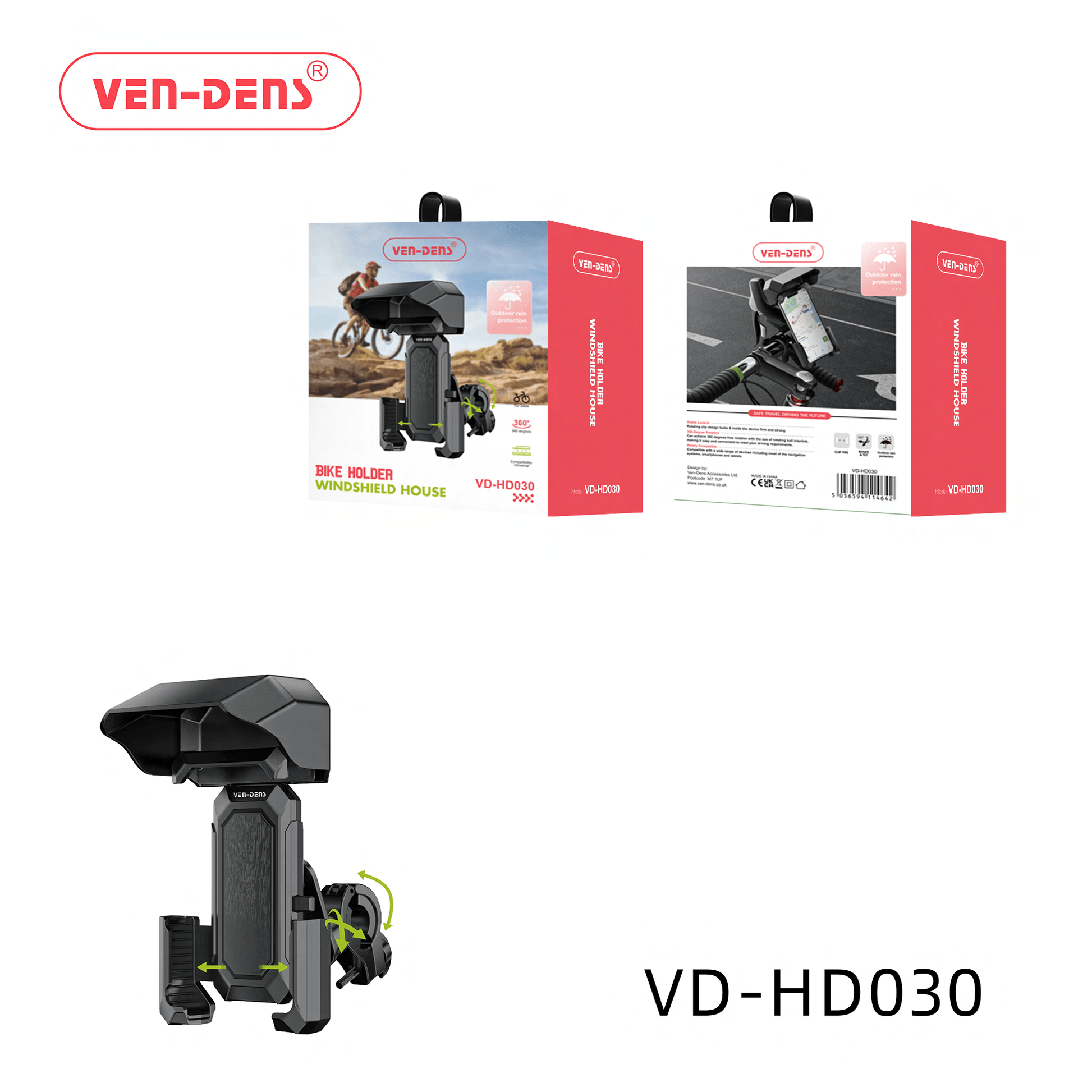360° Rotating- Bike Holder—with Windshield- Mount—Adjustable and Durable for All Bikes