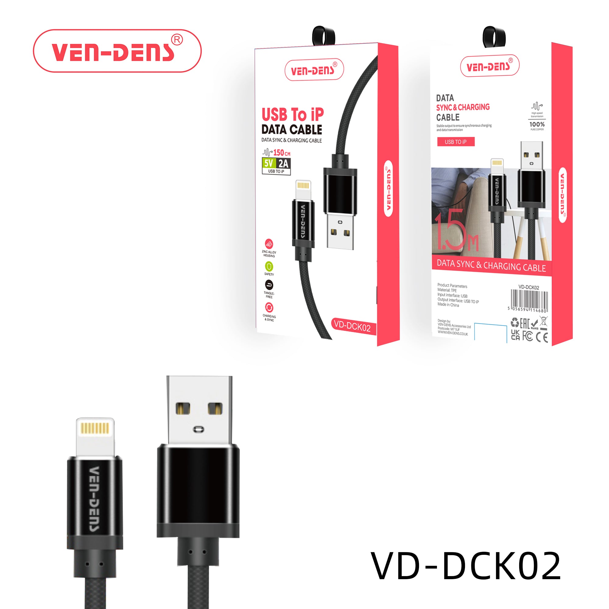 Fast-5V/2A USB to IP Data Cable