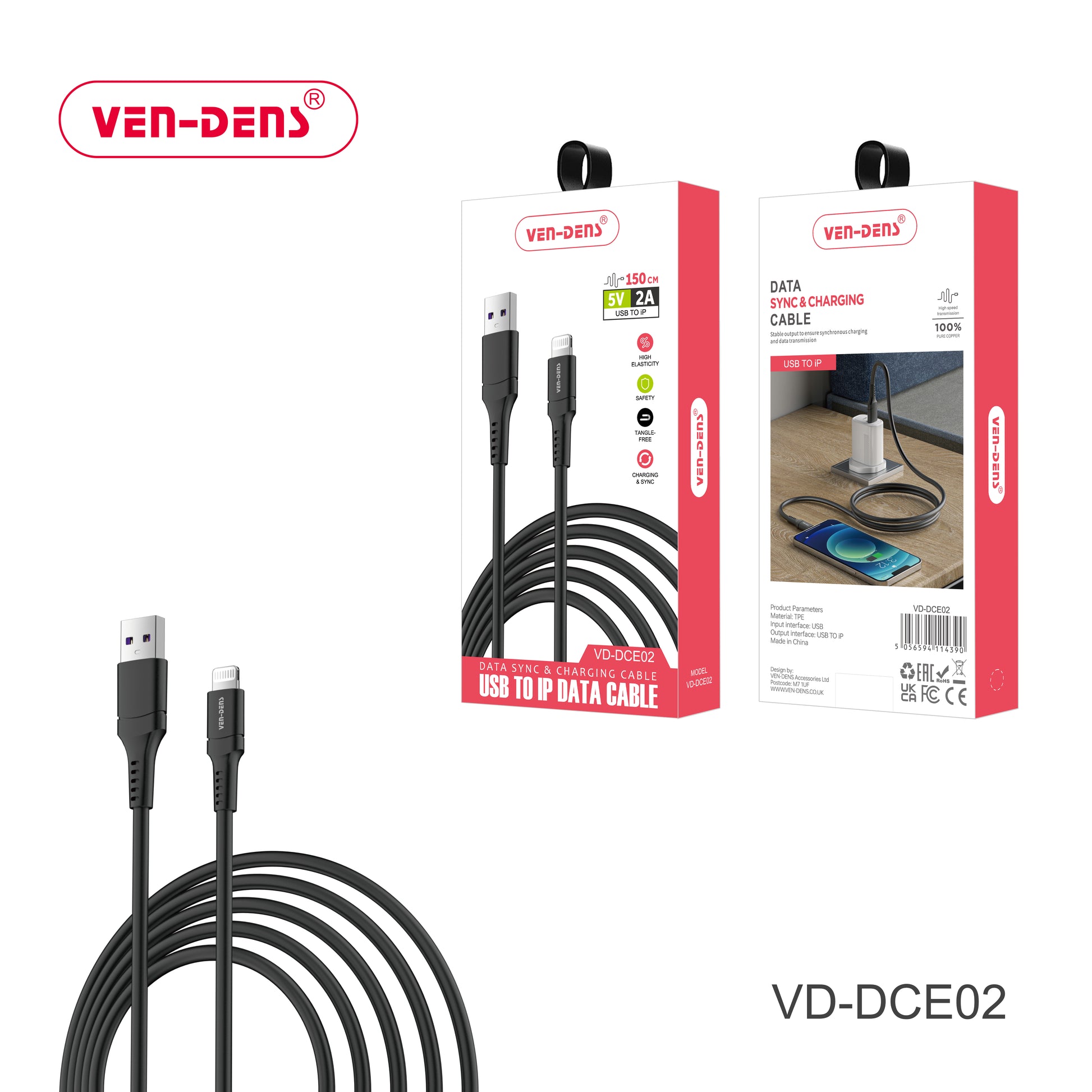5V/2A-USB to Lightning-Cable 150cm