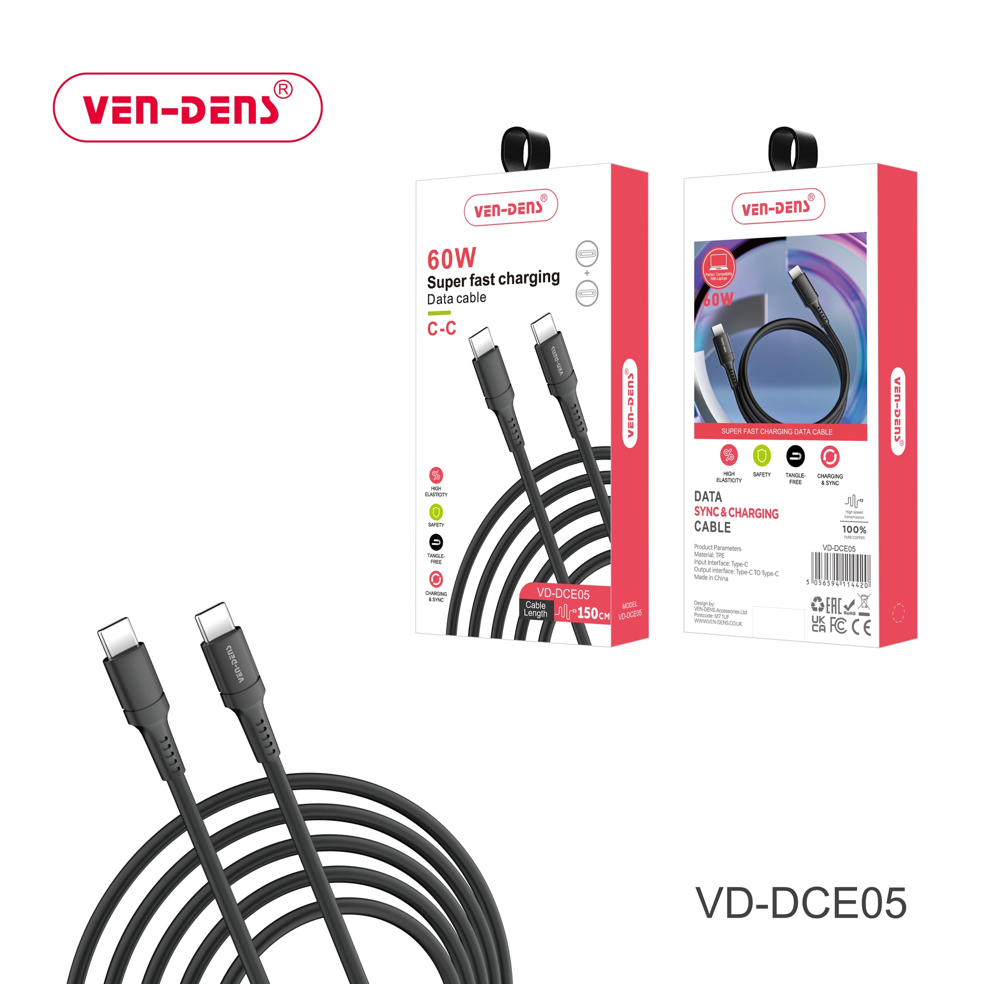 60W - Super Fast- Charging USB-C to USB-C Data Cable