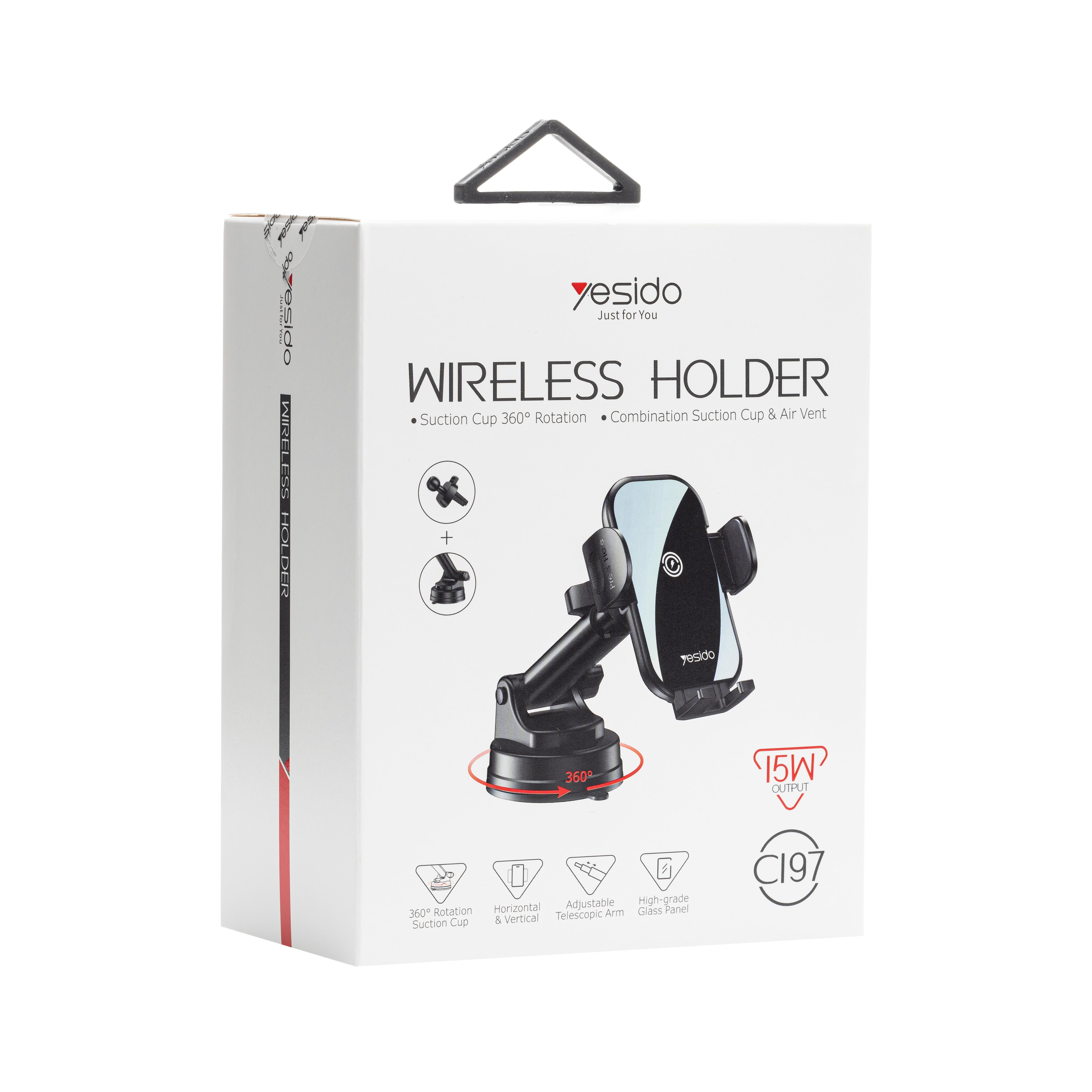 YESIDO C197 Universal Car Holder 15W Fast Wireless Charger gsm