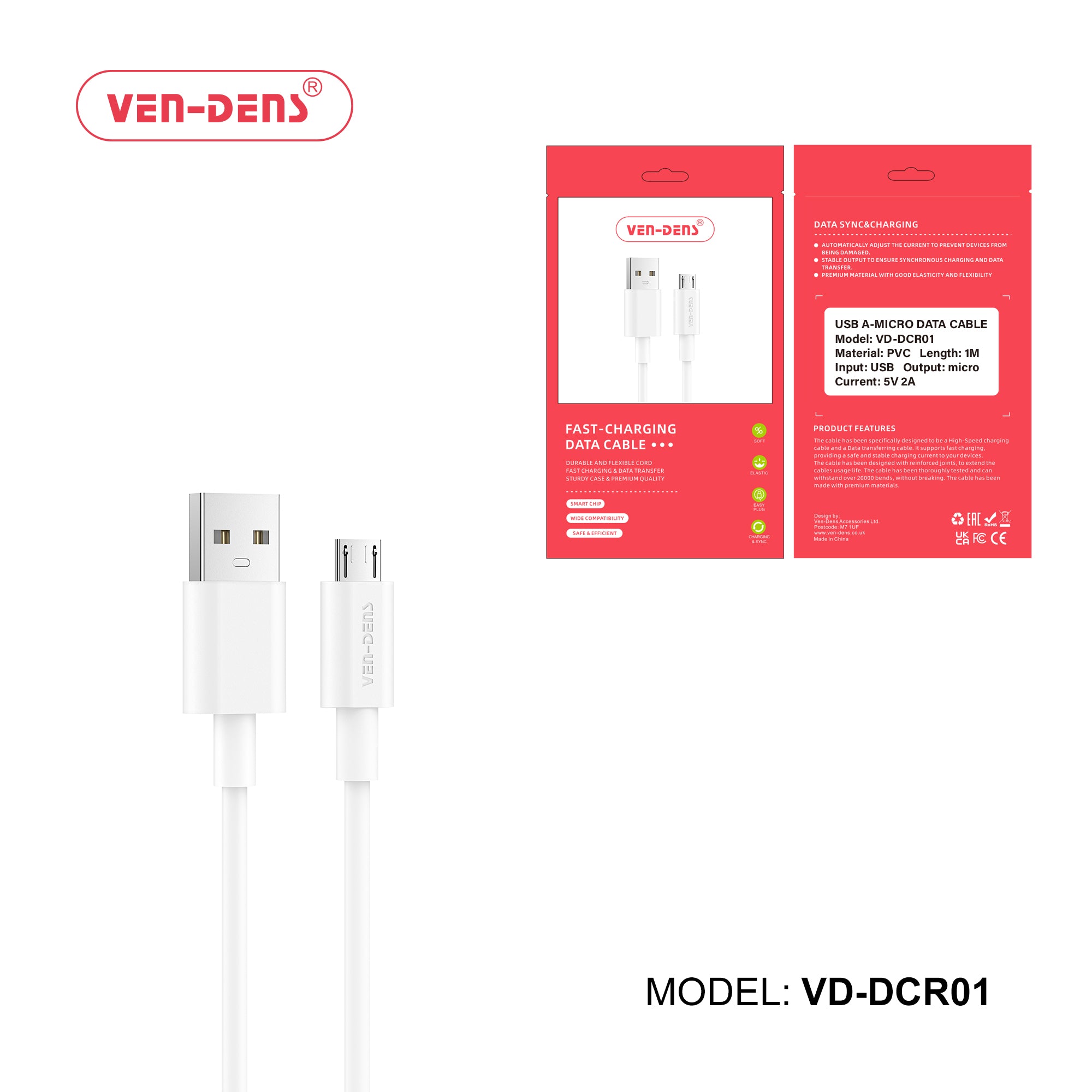Fast-Charging USB-A to Micro Data Cable,