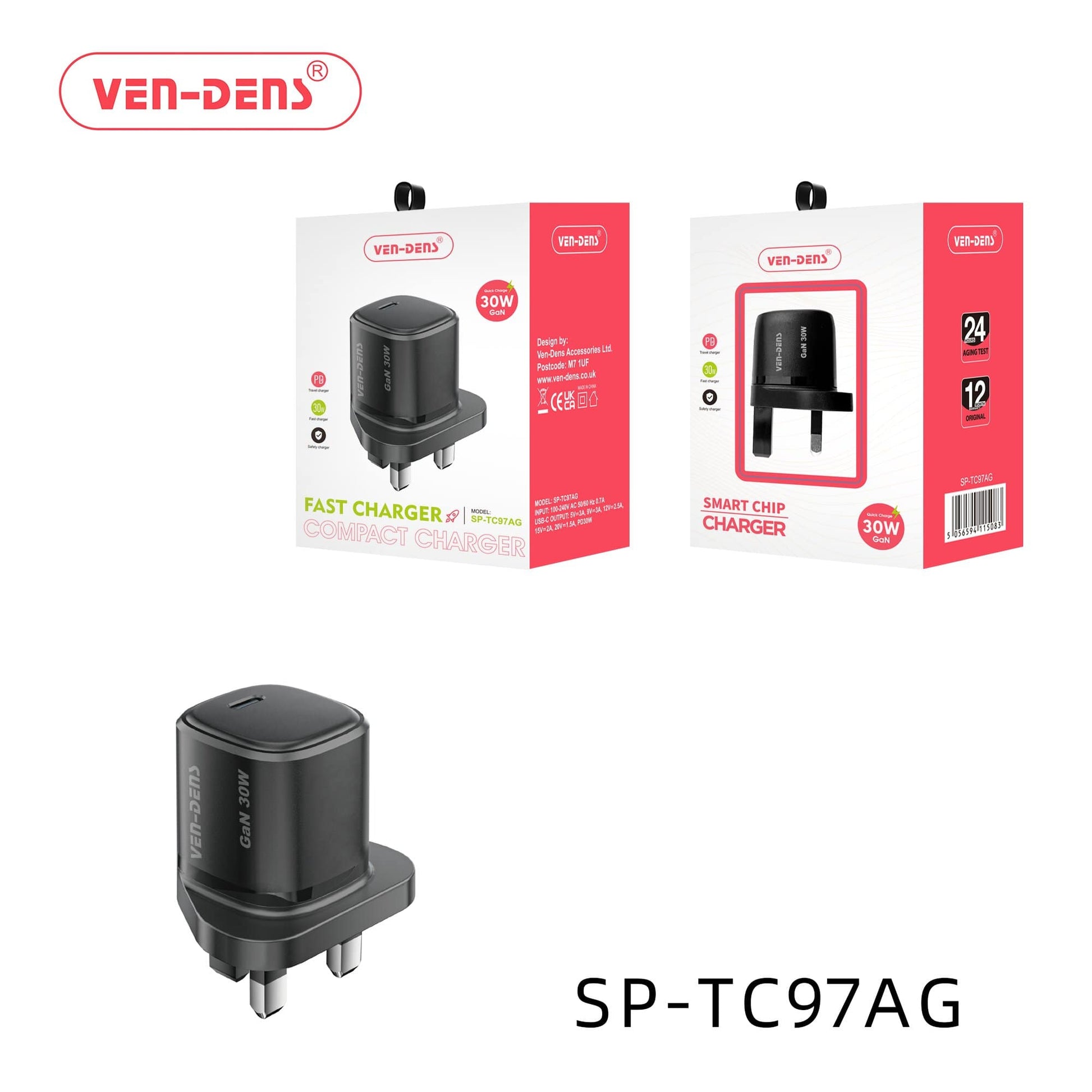 GAN- 30W Compact -Fast Charger with Smart Chip—Efficient & Portable