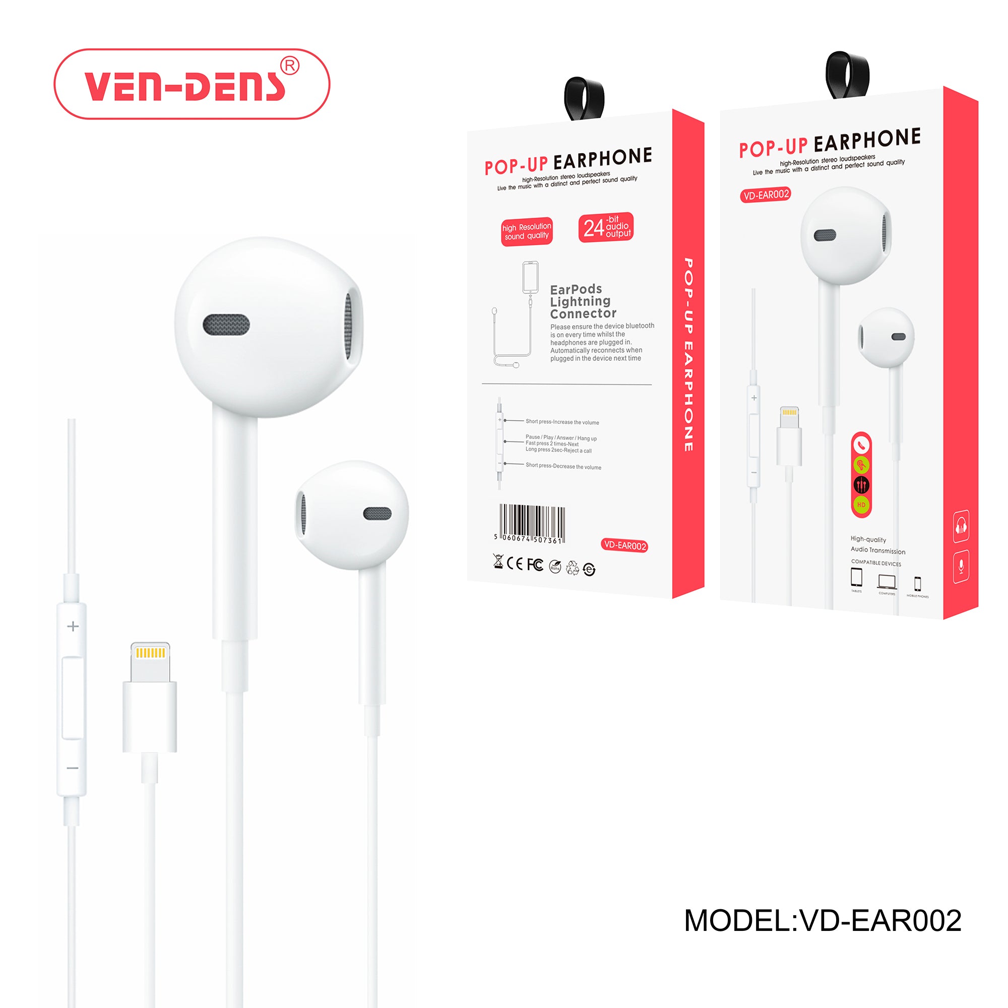 High-Resolution Pop-Up Earphones