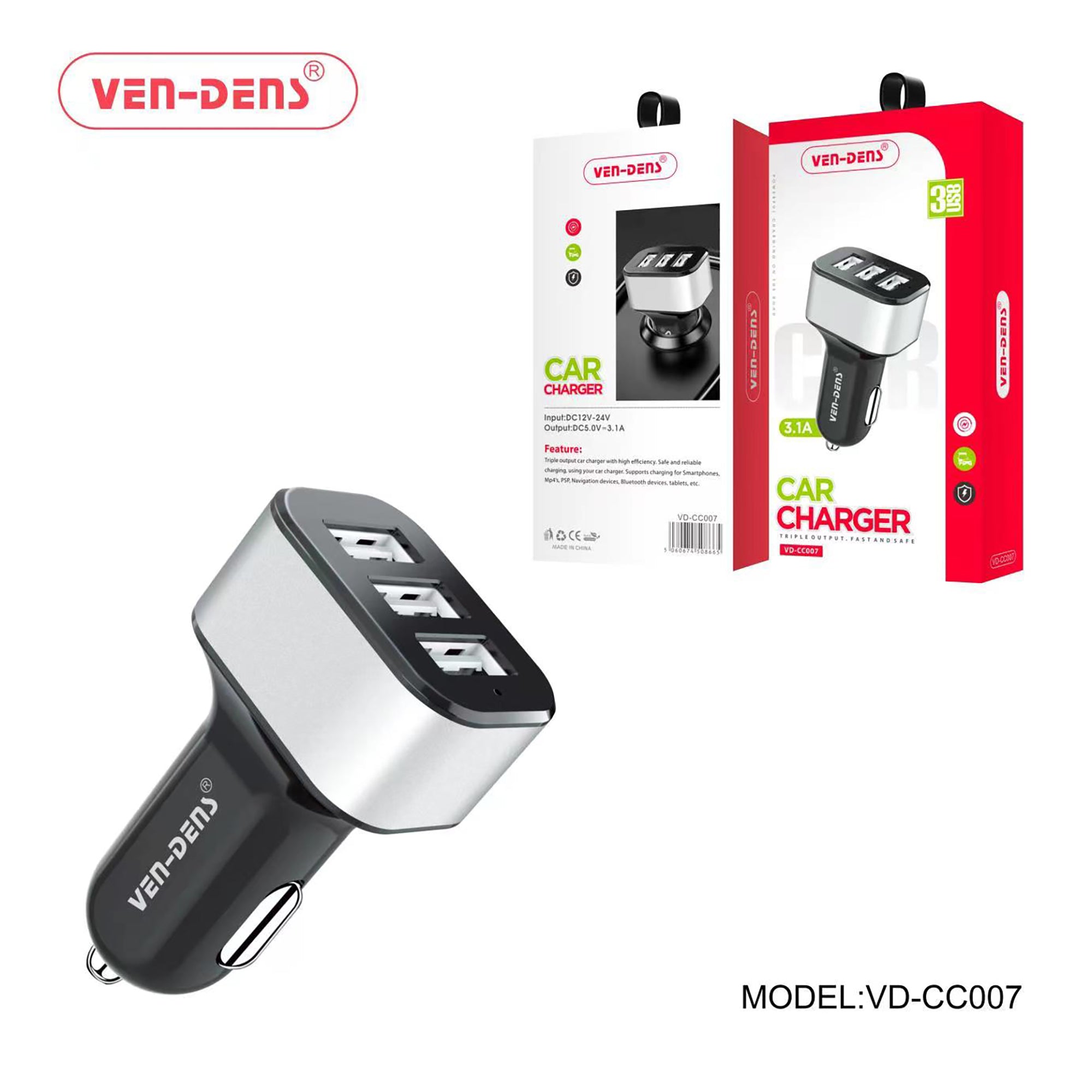 High-Speed 3.1A-Car Charger with Dual -USB Ports