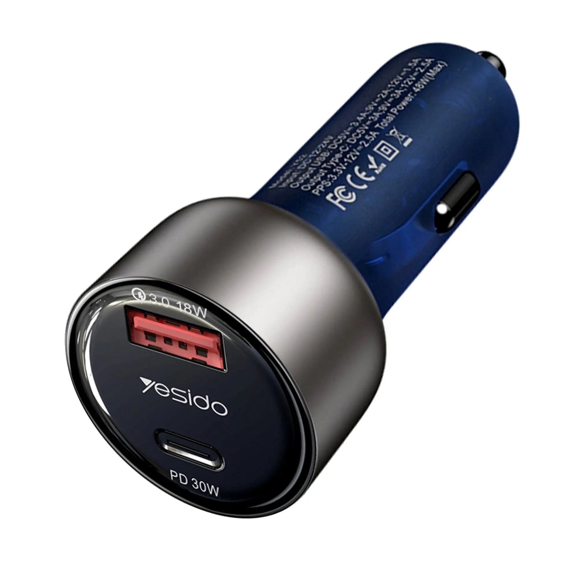 48W Type-C + USB-A Dual Car Charger