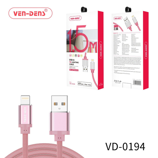 1.5M MFI-certified USB-A to Lightning cable