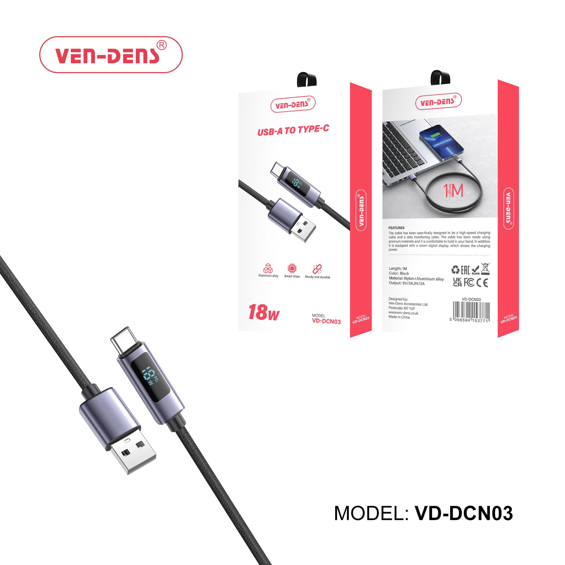 18W USB-A to Type-C Fast Charging Cable