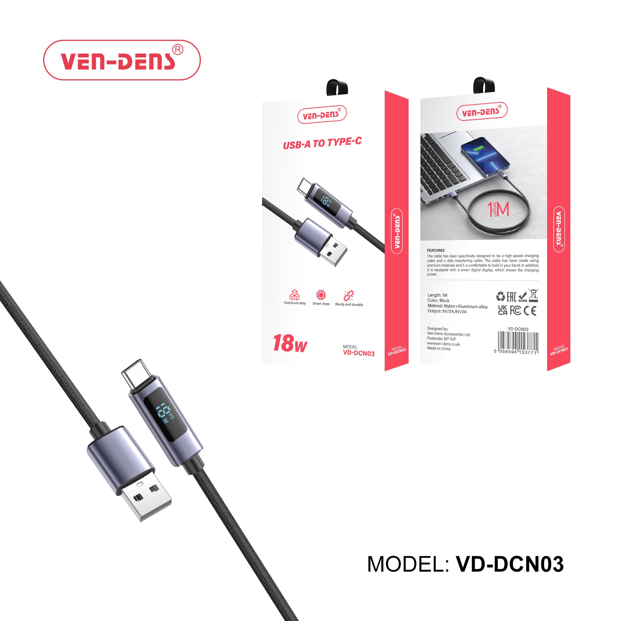 18W USB-A to Type-C Fast Charging Cable