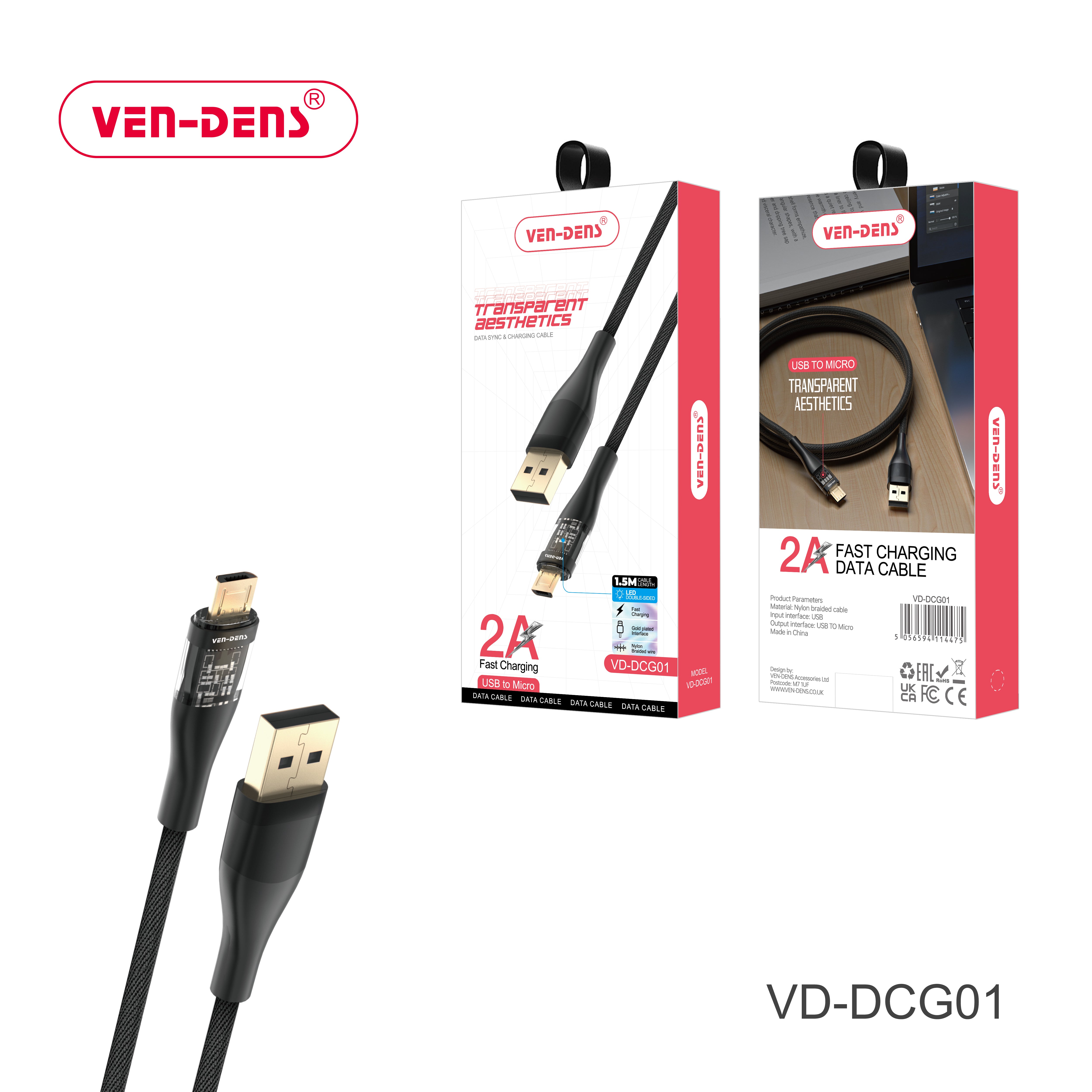 2A -Fast Charging—USB to Micro Data Cable—High-Speed Charging & Data Sync
