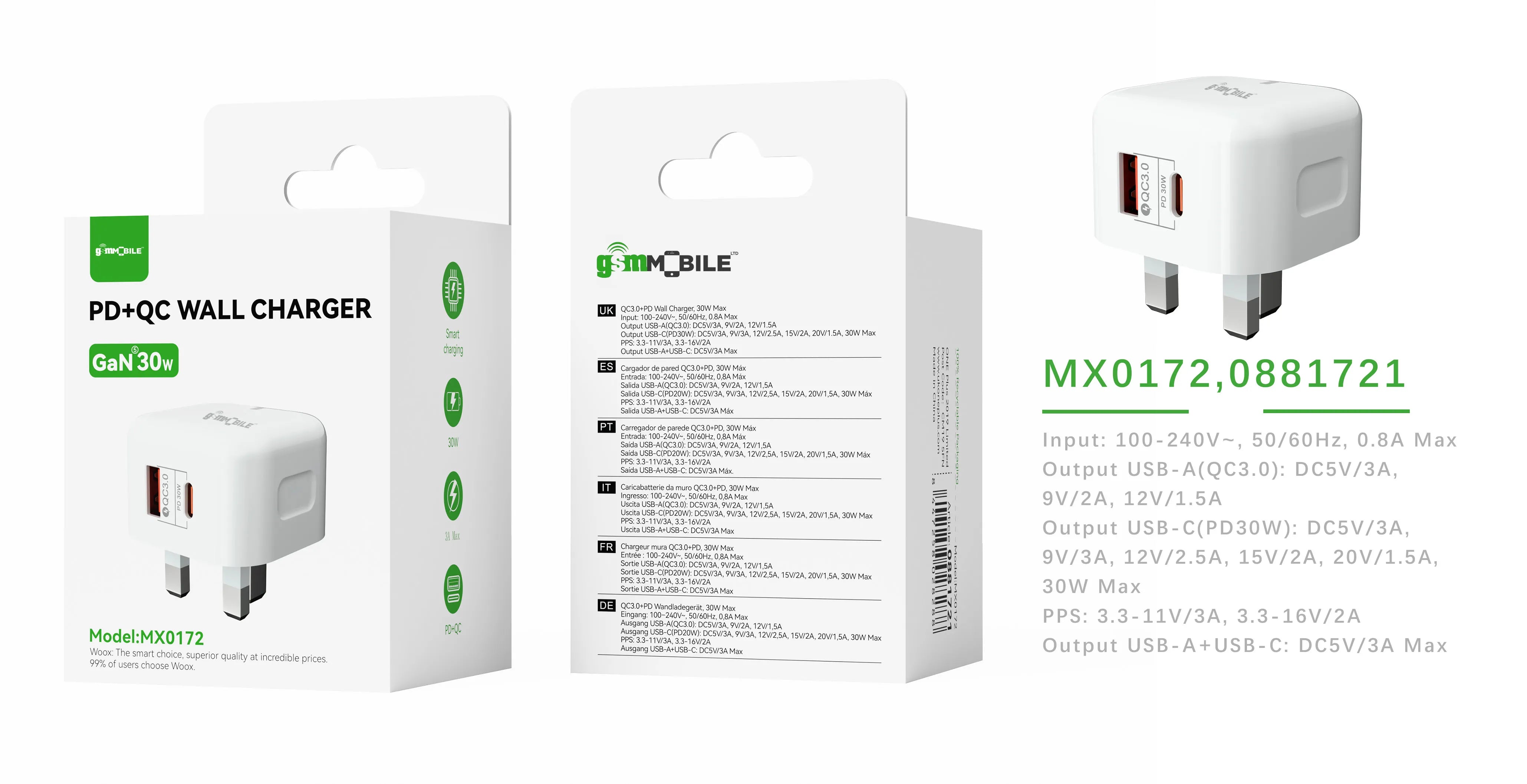 30W PD + QC Wall Charger