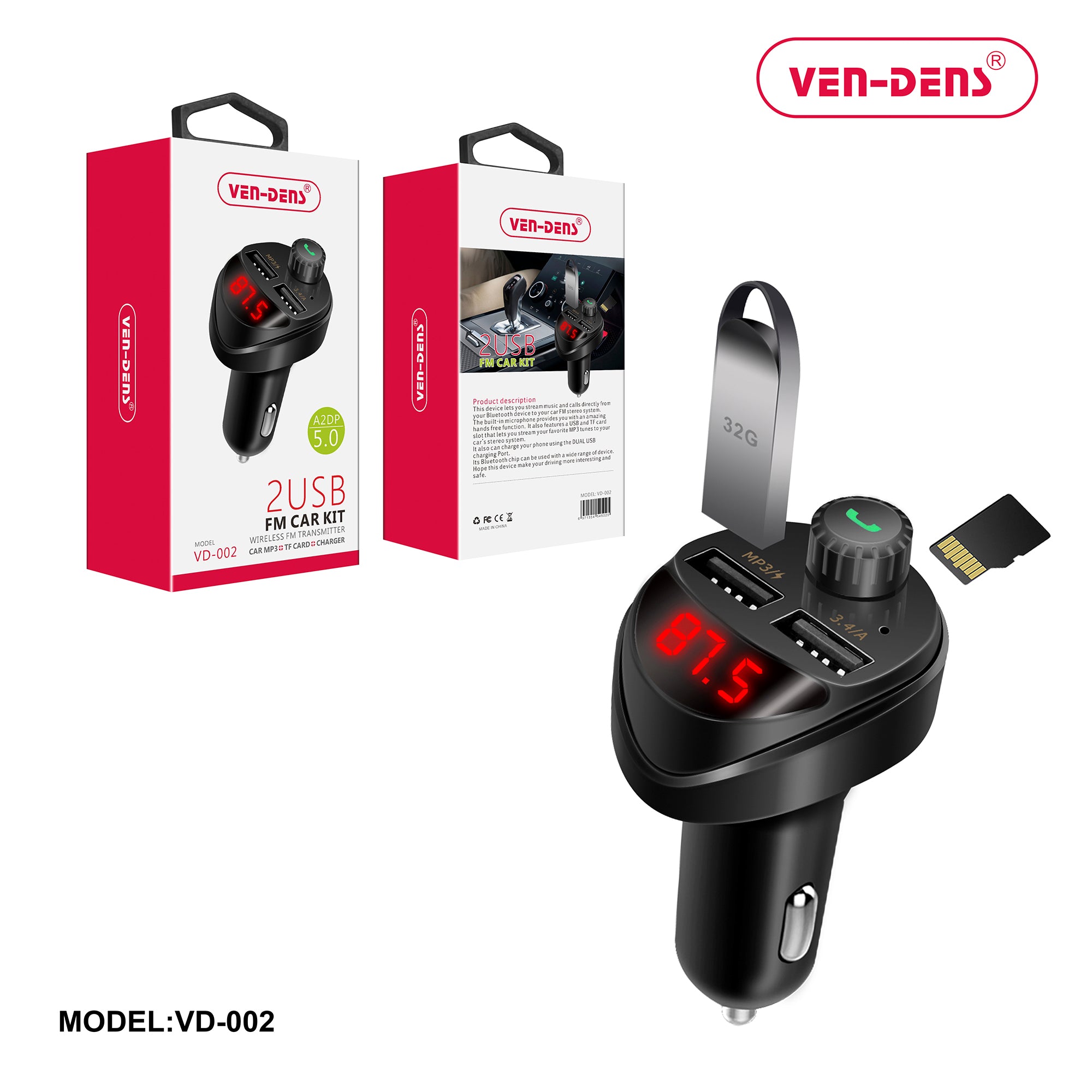 5.0 -USB FM Car- Kit Wireless Transmission MP3