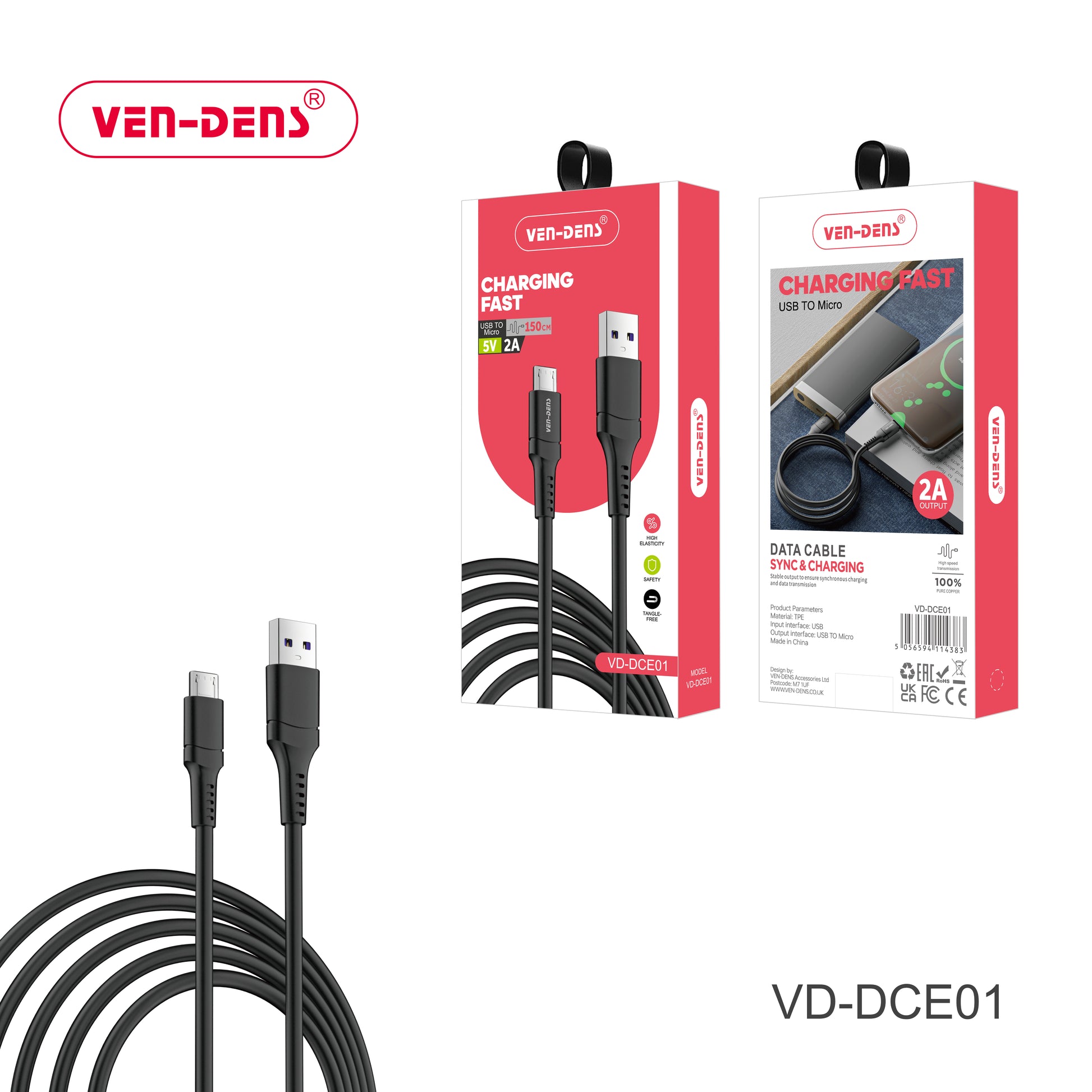 5V/2A -USB to Micro -Fast Charging Cable 
