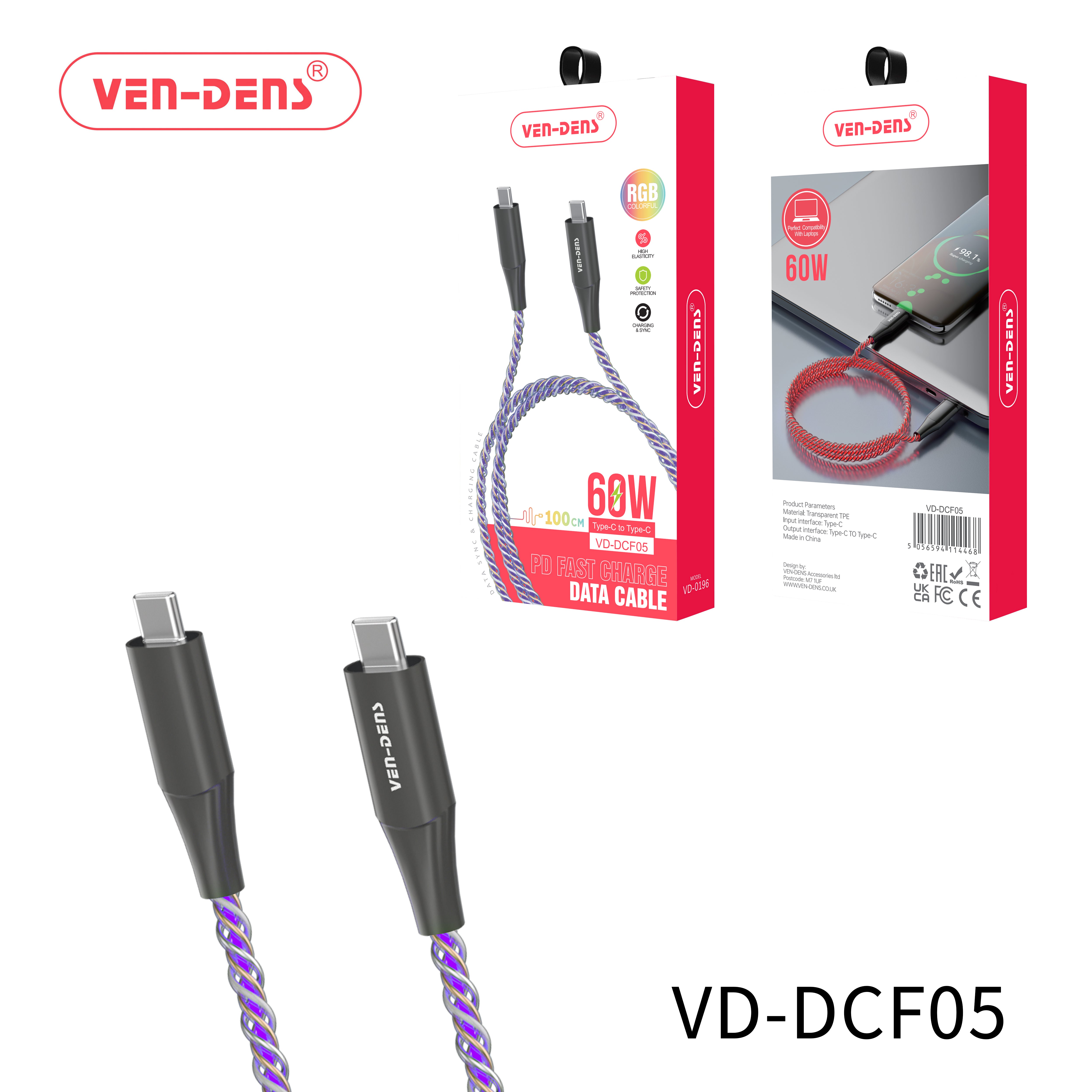 60W-Type-C to Type-C PD Fast Charging & Data Cable 100cm