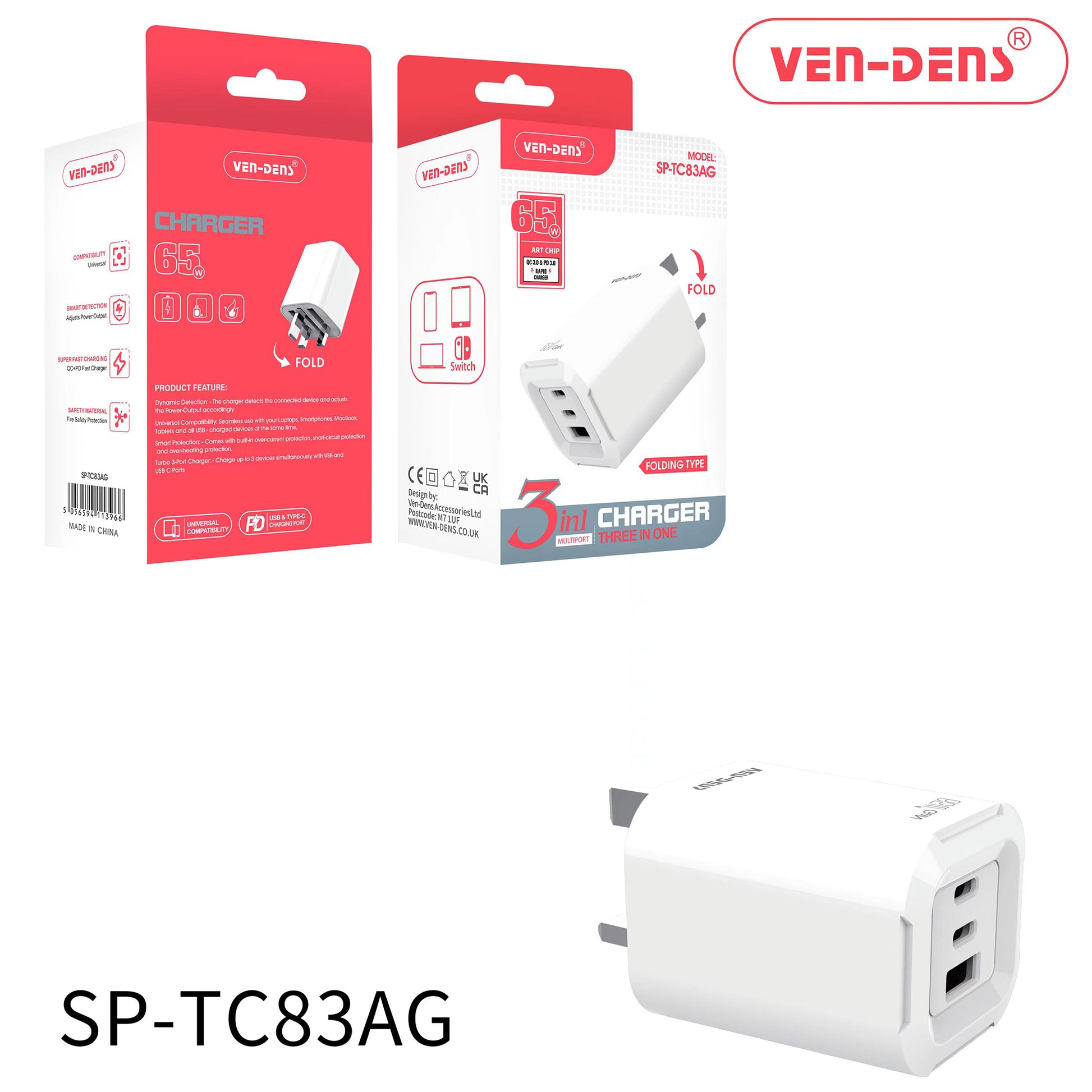 65W-Art Chip USB-C & Type-C Charging Port with QC3.0 & PD 3.0 Fast Charging