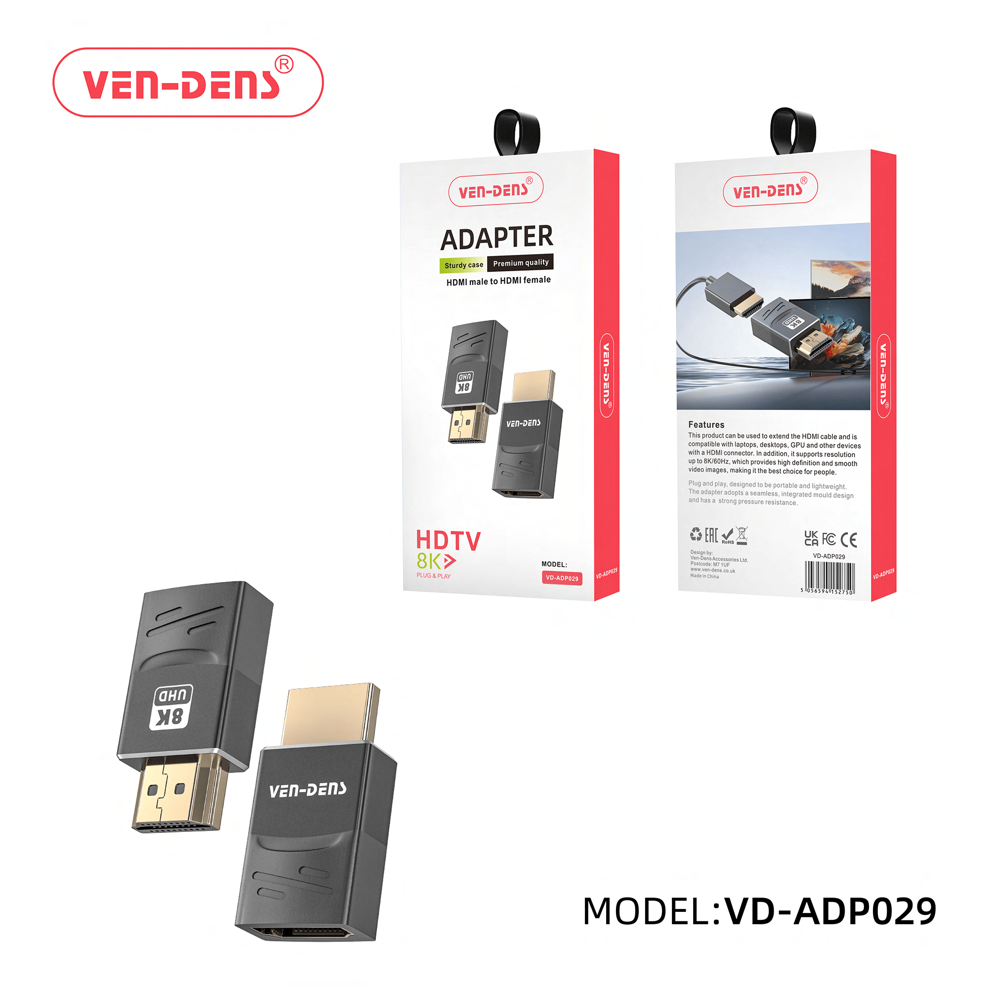 Faster -8K HDTV HDMI -Adapter - Male to Female,