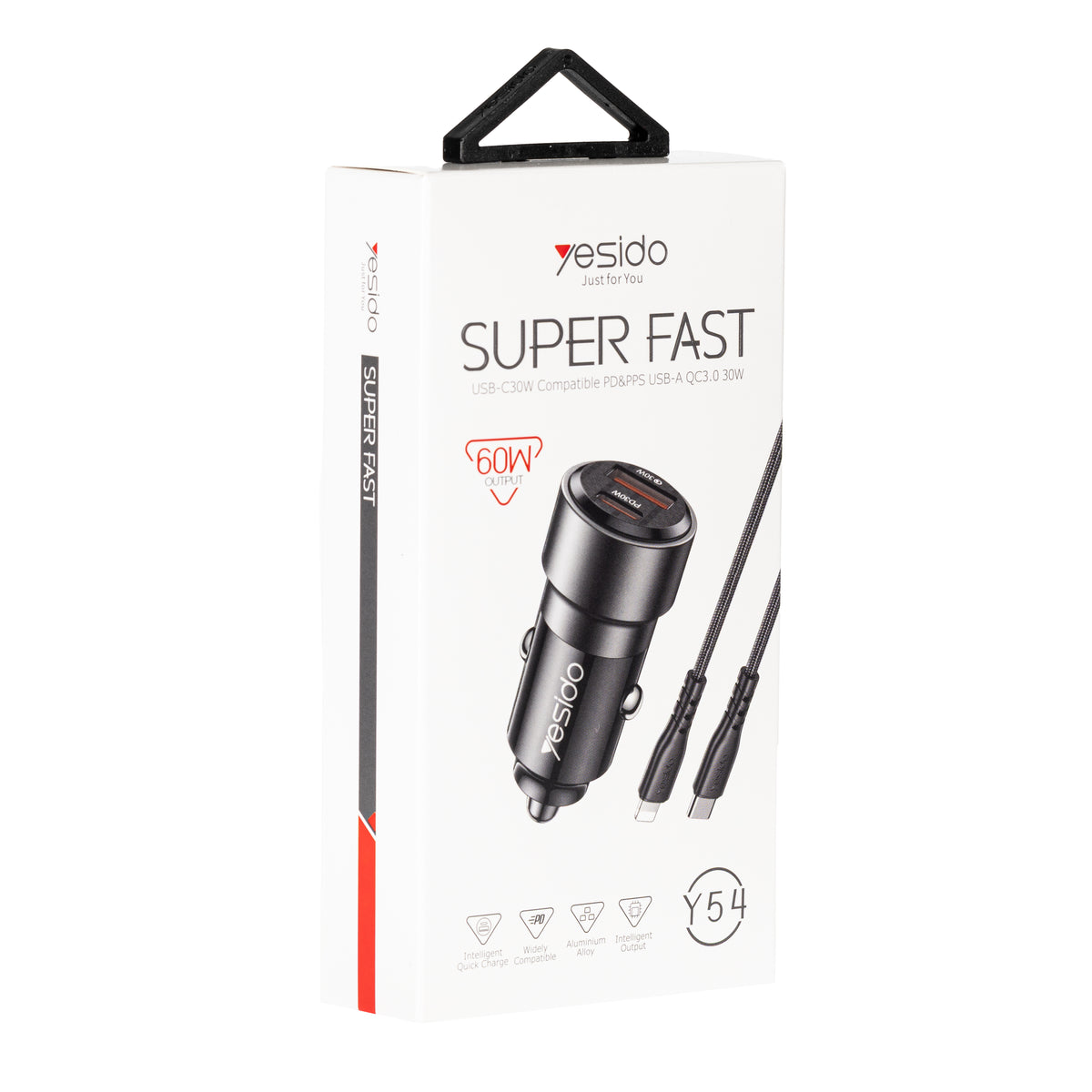 YESIDO Y54 60W Dual Type-C Car Charger