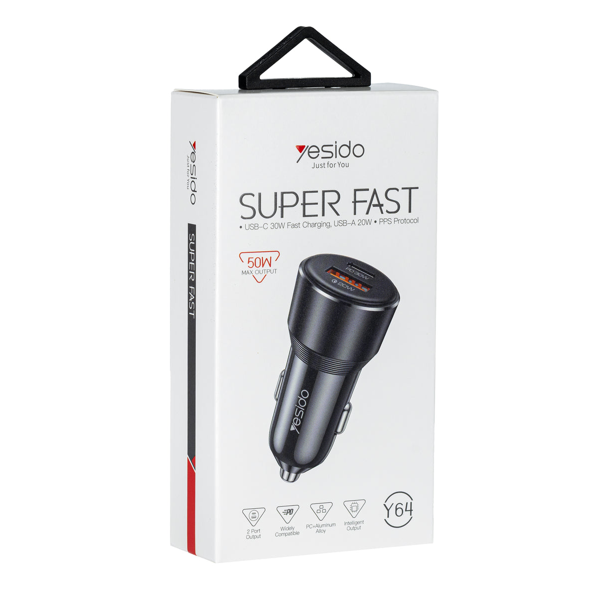 Y64 Aluminium Alloy 50W Super Fast Car Charger