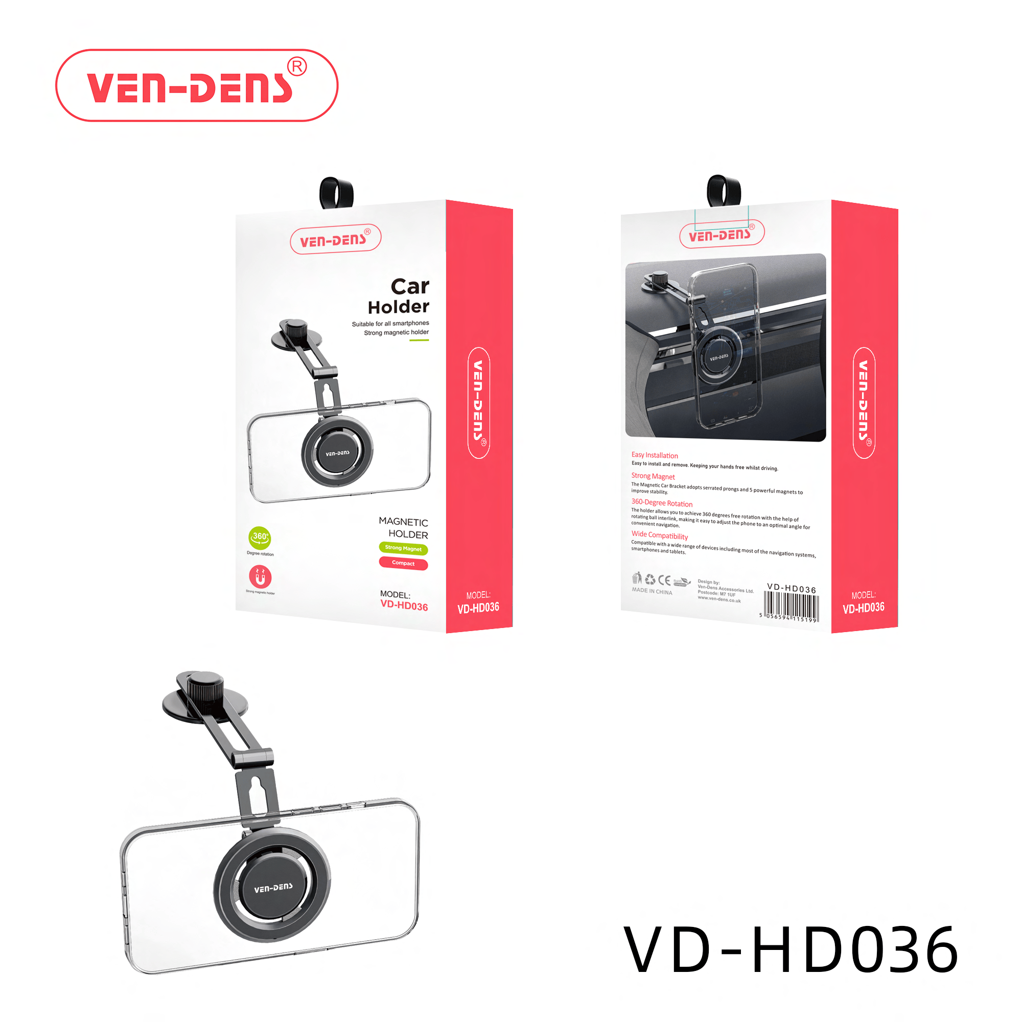 360° Magnetic -Car Holder- for Smartphones: Stable, Secure, & Reliable