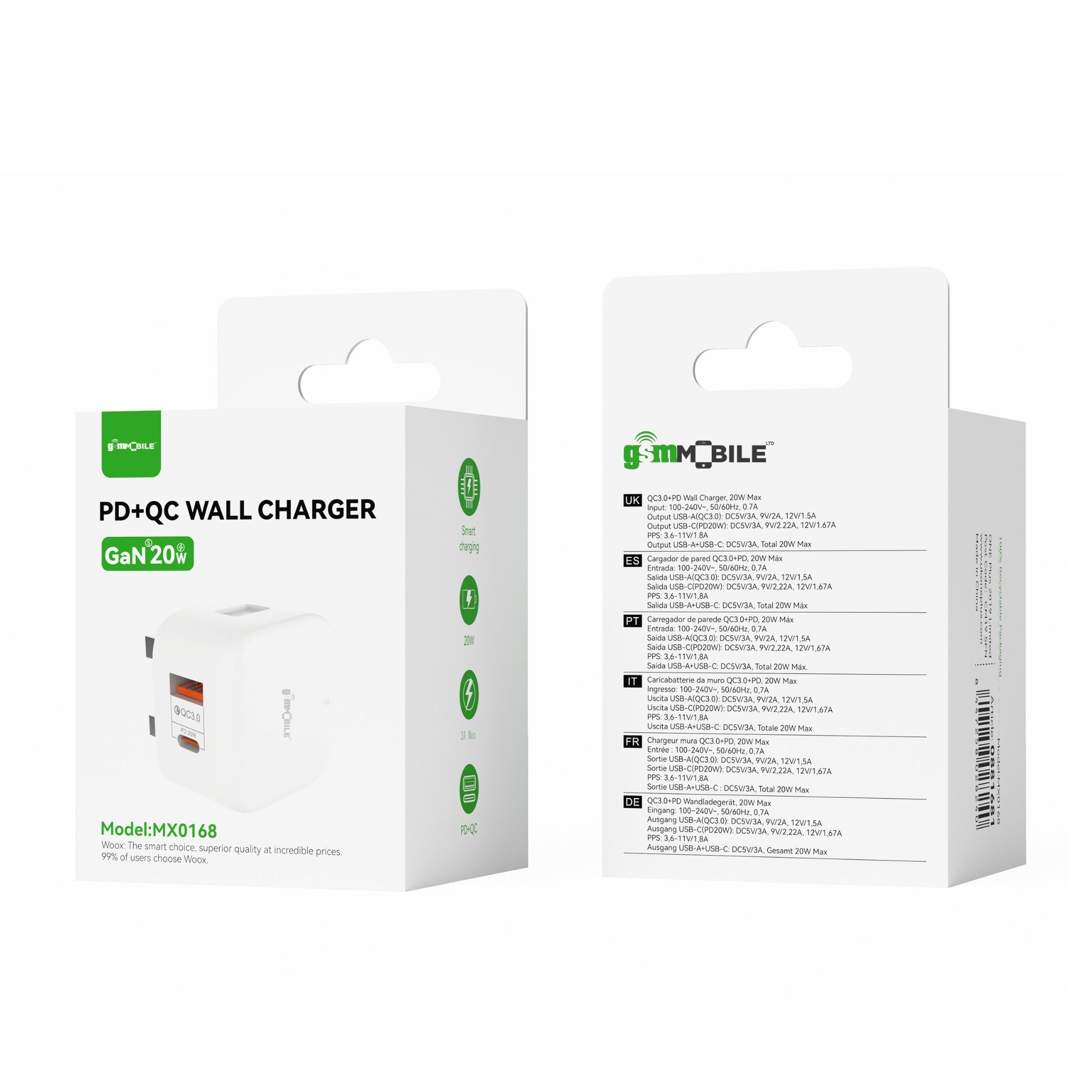 Dual PD Plug 20W PD + QC Wall Charger