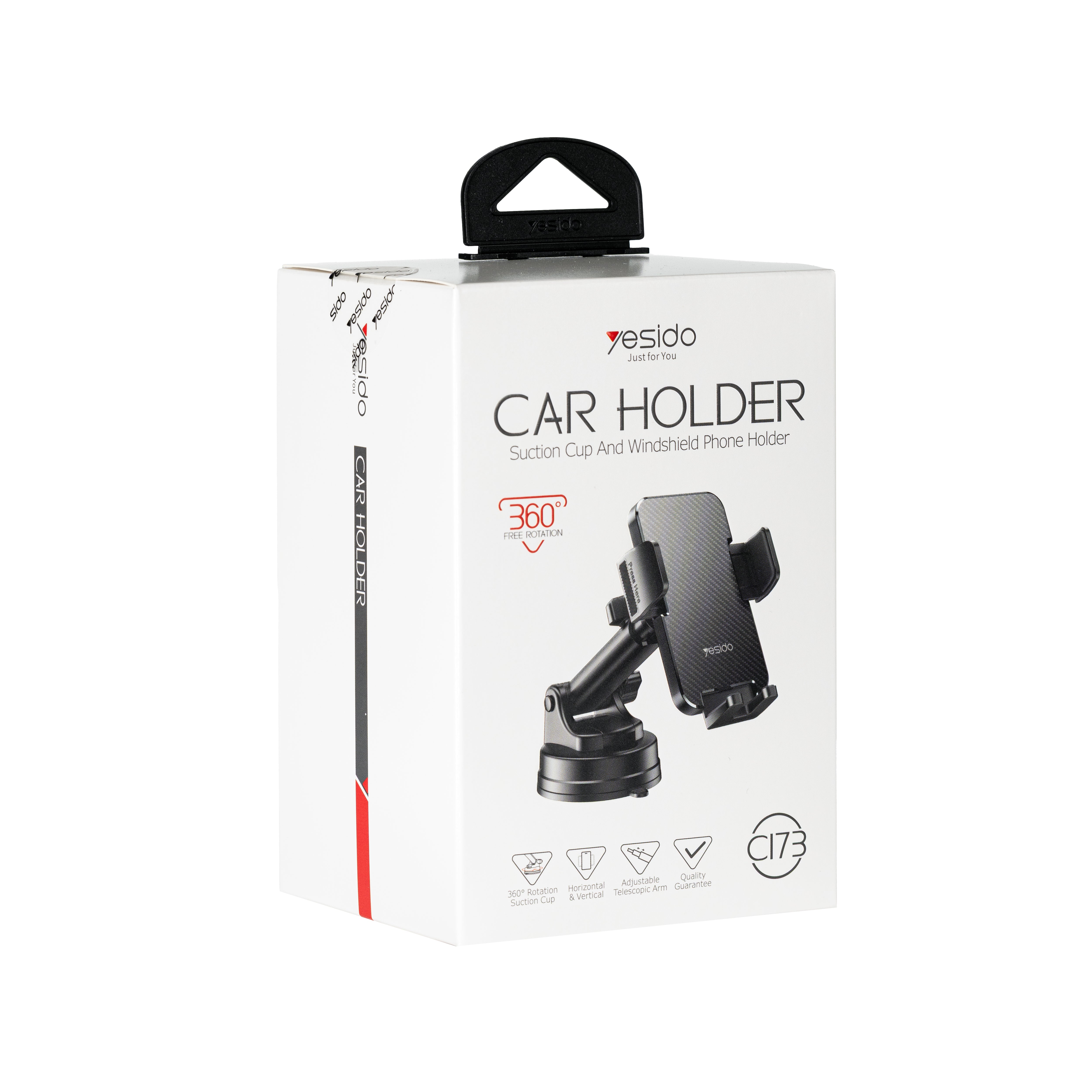 C173 Flat Carbon Fiber Texture Holder | with Hollow Silicone Dashboard Using Phone Holder