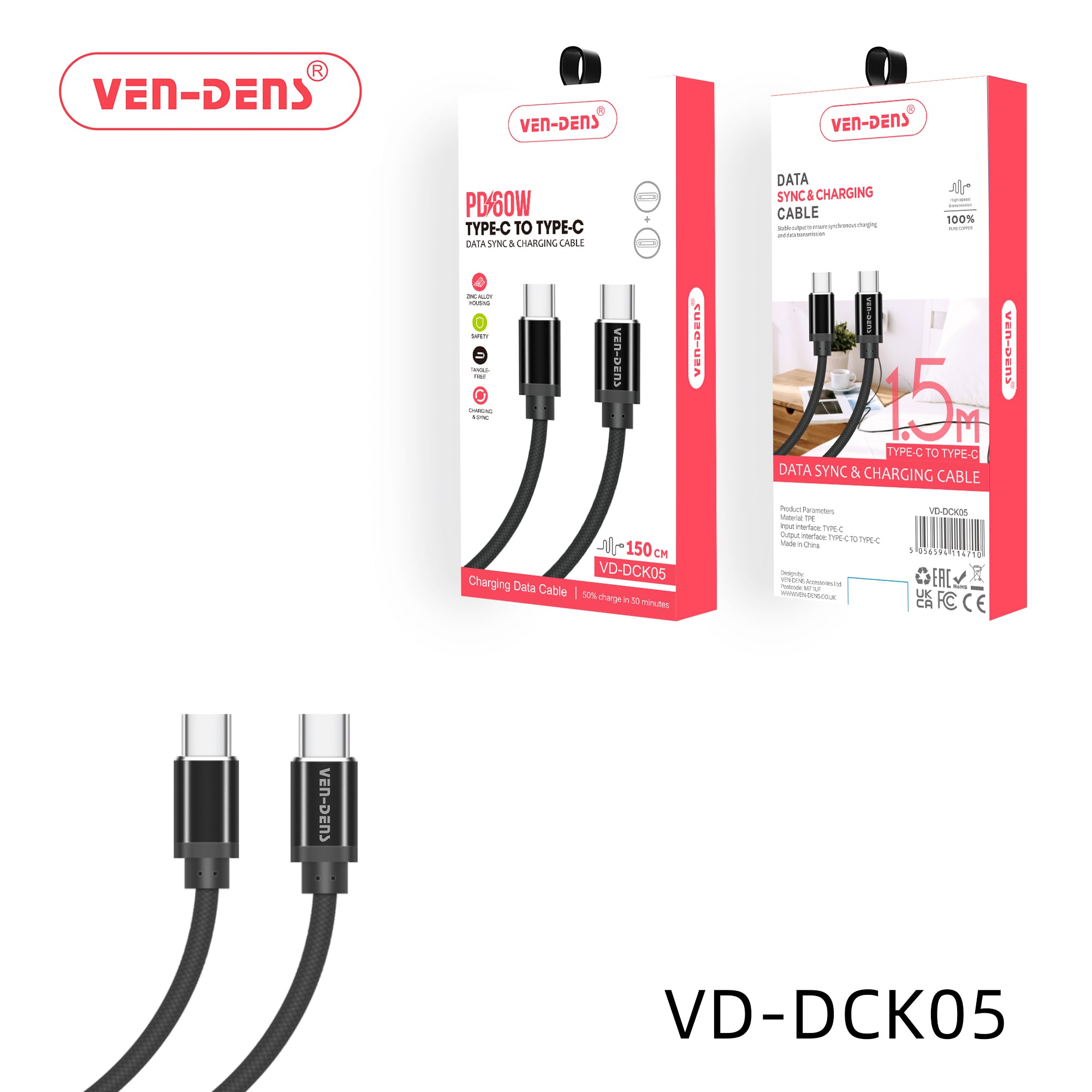 PD- 60W Type-C to Type-C Data Sync & Fast Charging Cable