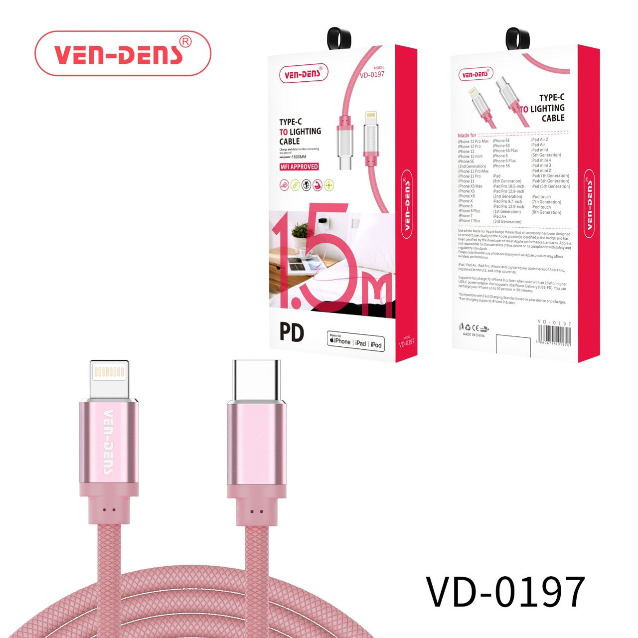 1.5M MFI-Certified USB-C to Lightning PD Cable