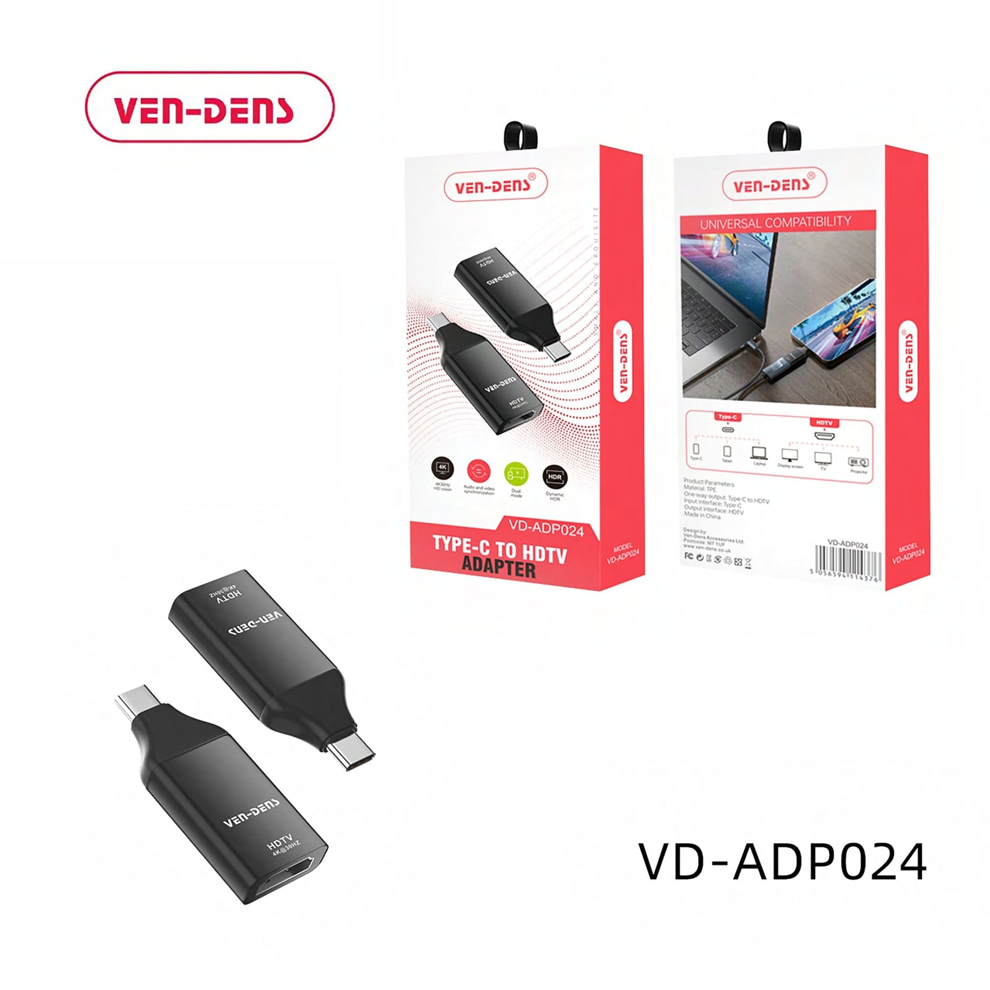 Universal Type-C to HDMI Adapter -4K HD Video & Audio Output - Compatible with USB-C Devices