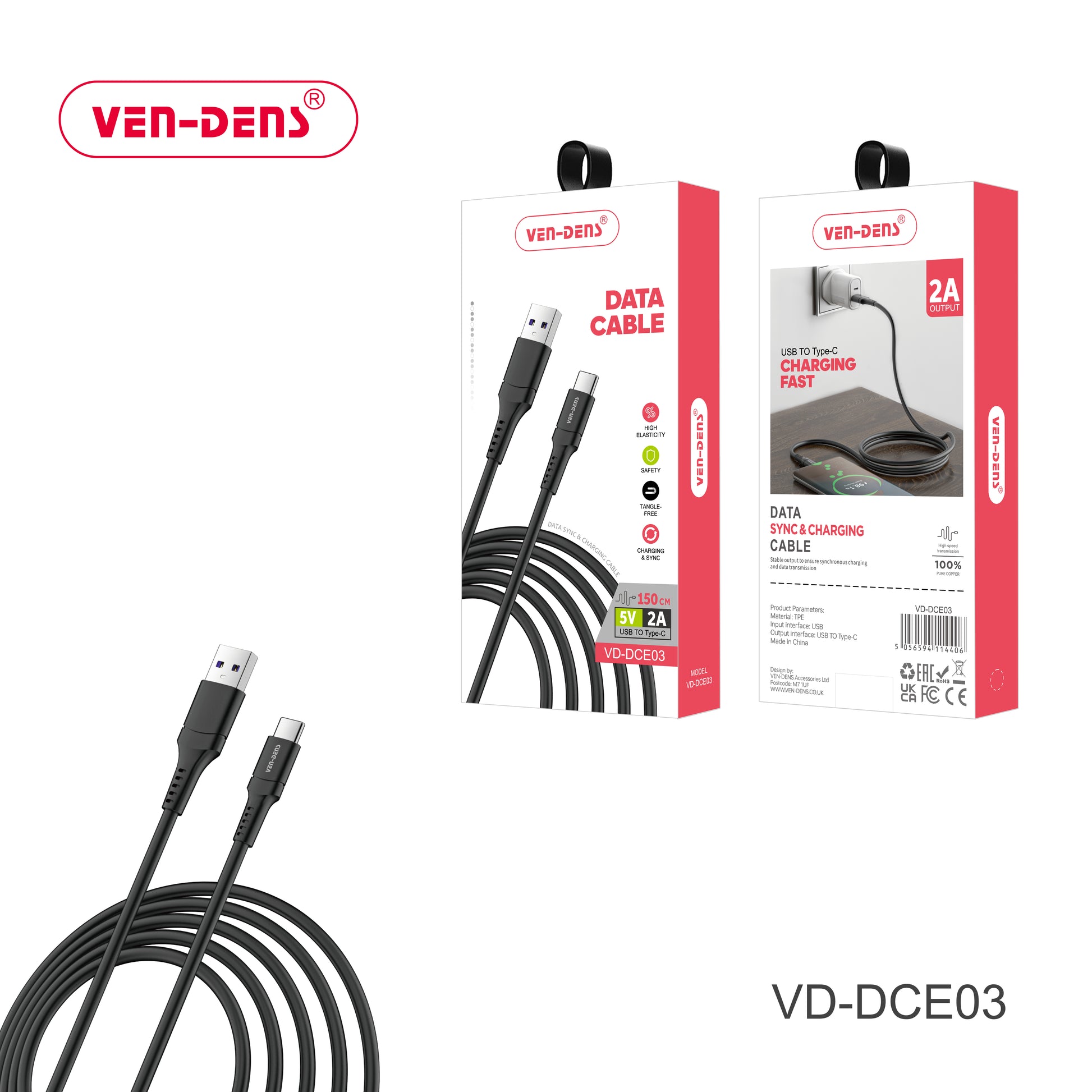 High Elasticity- USB-to-Type-C data cable 