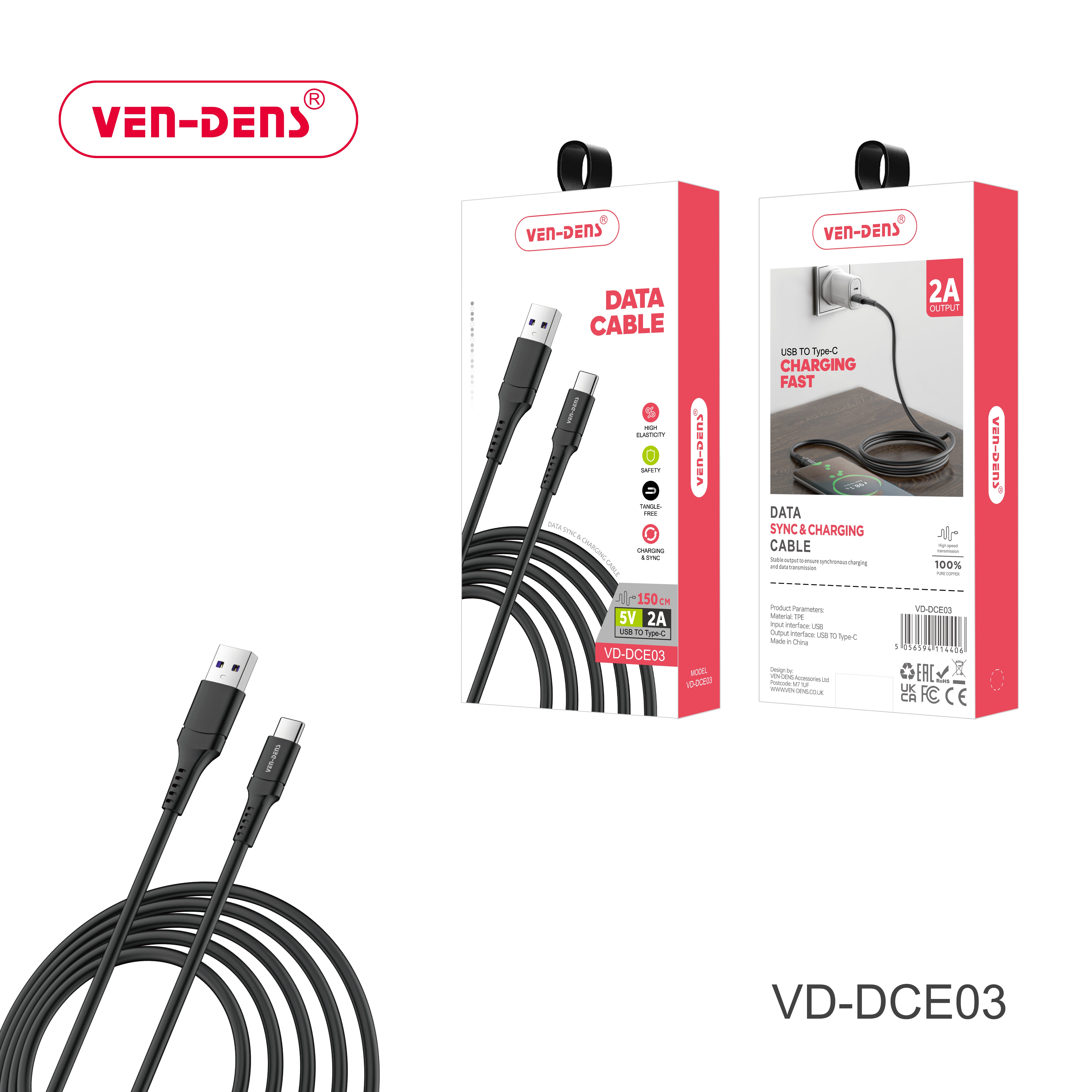 High Elasticity- USB-to-Type-C data cable 
