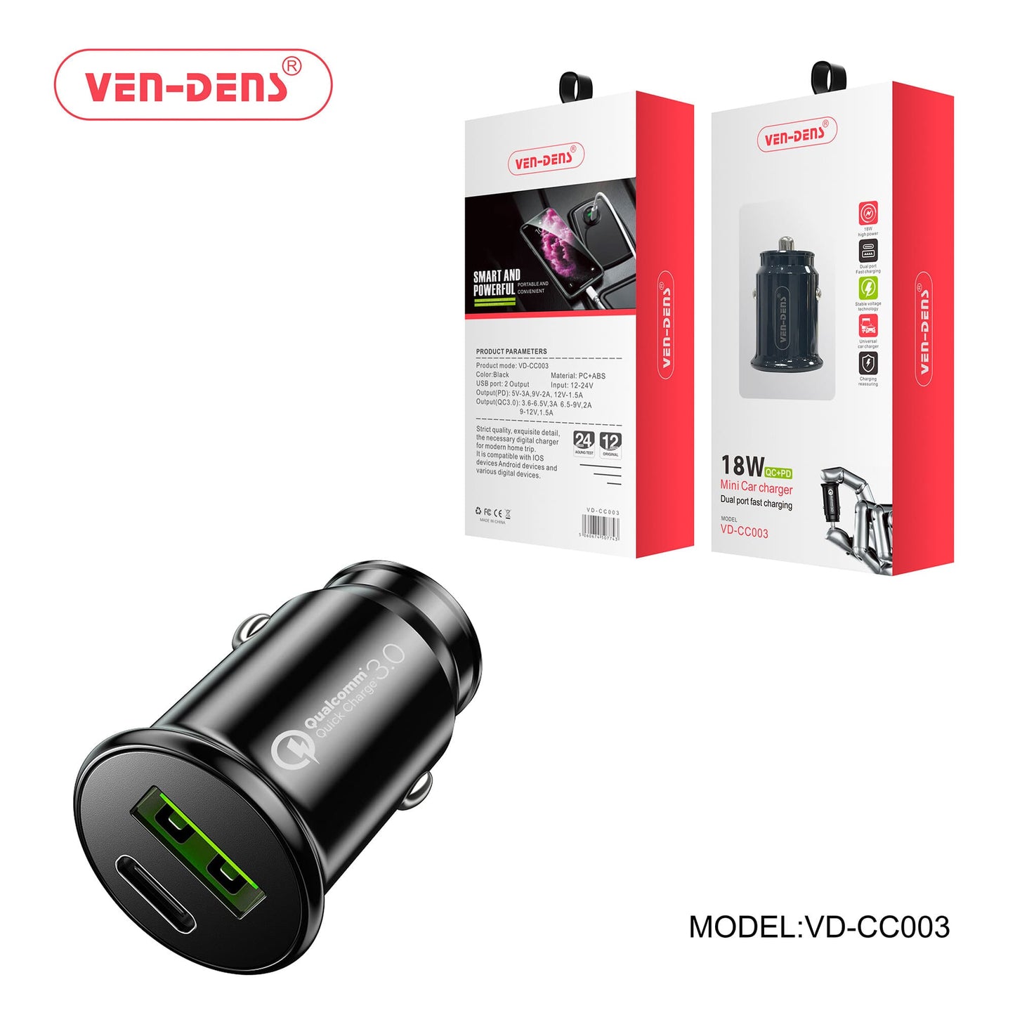 "18W Mini Fast Car Charger—Compact- Powerful-Universal"